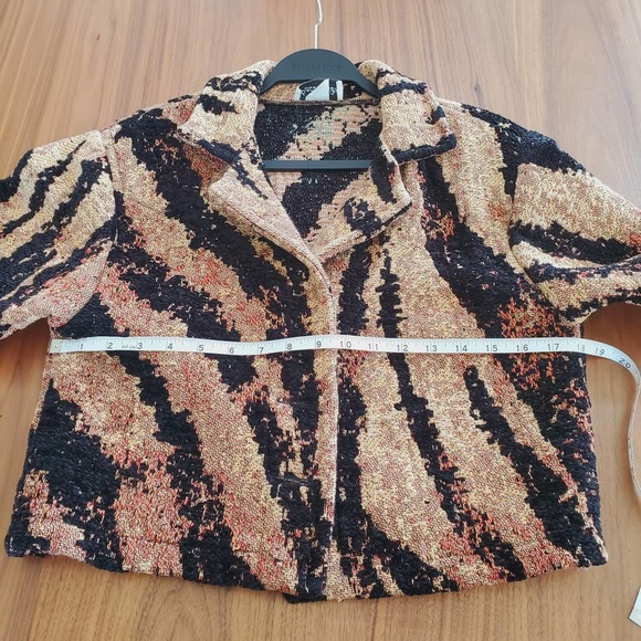 Paco Soler Vintage Tapestry Zebra Pattern Short Blazer Size S/M Tan Black 90s - Picture 8 of 12